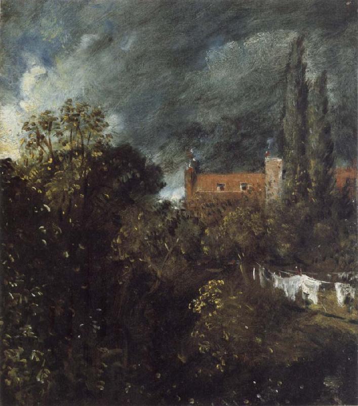 John Constable View into a Garden in Hampstead with a Red House beyond oil painting picture